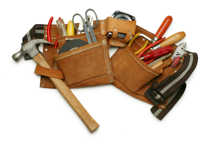 Photo of a tool belt full of tools